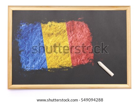 Blackboard with the national flag of Chad drawn on and a chalk.(series)