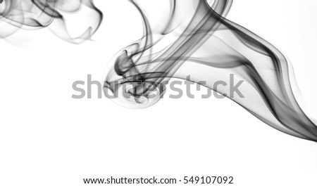 Movement of smoke,black smoke on white background