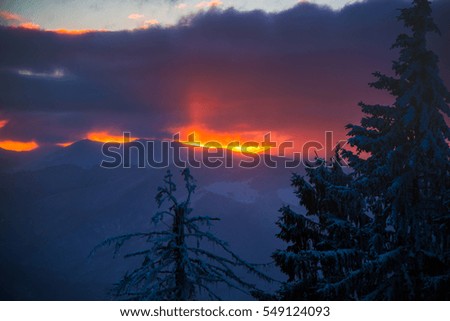 Amazing mountain sunset