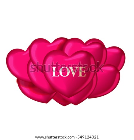 Heart balloons with word love on white background. Beautiful template for your design. vector holiday illustration of balloon hearts. Happy Valentines Day