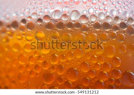 Water drops on the plastic glass of iced coffee, Food and Coffee / Tea Drink background concept