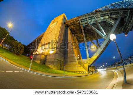 Sydney Harbour Bridge at night, Australia.