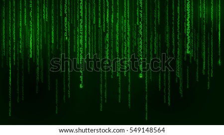 Background in a matrix style. Falling random numbers. Green is dominant color. Vector illustration Royalty-Free Stock Photo #549148564
