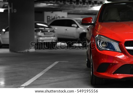 car parked on the underground parking Royalty-Free Stock Photo #549195556