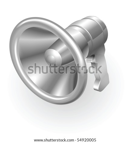Illustration of shiny metal steel megaphone bullhorn icon
