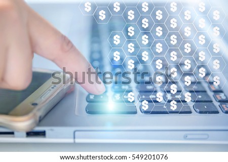 Photo businessman working with generic design notebook. Online payments, banking, hands keyboard.