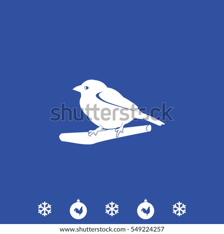 Flat bird icon. Branch illustration.