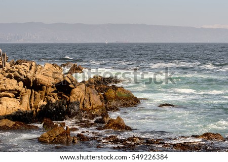 Rocks near the Coast of Chile of the Pacific Ocean