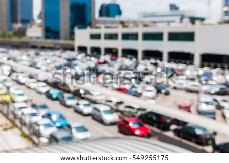 Blur of car at public car parking background