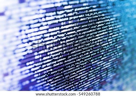 
Programming of Internet website. IT business.  Programming code abstract screen of software developer. HTML website structure. Abstract source code background. Abstract IT technology background.  
