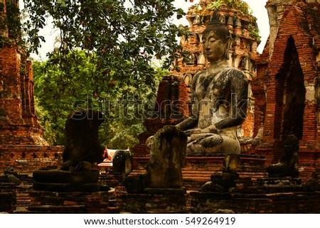 Ancient Buddha statue in Ayutthaya, Thailand