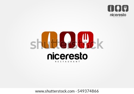 Nice Resto Vector Template. Nice resto sign logo icon design template elements with spoon, knife and fork. Vector logo illustration. Royalty-Free Stock Photo #549374866
