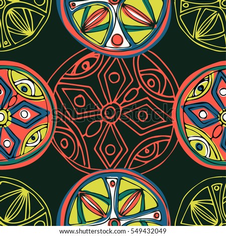 Folkloric seamless pattern. All objects are conveniently grouped and are easily editable.