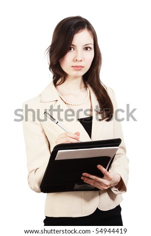 girl with folder and pen