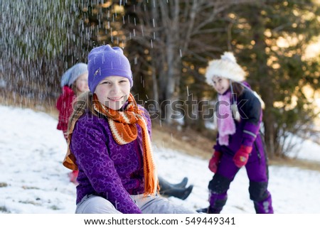 Happy children on snow