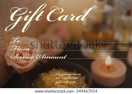 Holiday celebration concept. Spa service gift card
