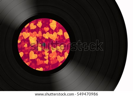 love gramophone record with hearts label