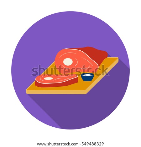 Sliced meat on the cutting board icon in flat style isolated on white background. Pub symbol stock vector illustration.