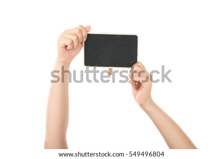 woman's hand showing blank signboard