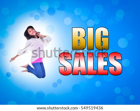 BIG SALES Concept with women jumping