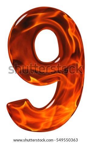 9, nine, numeral isolated on white background