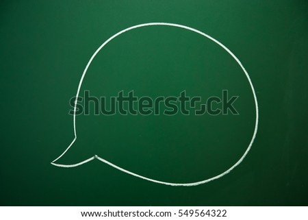 Empty talk cloud box drawn on green blackboard