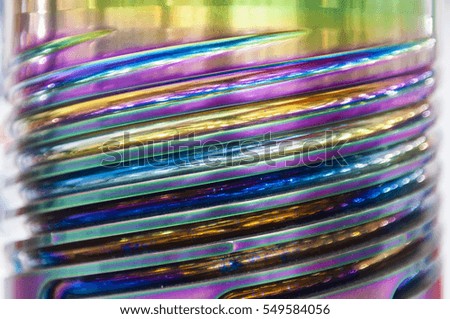 Close up of the colorful  spiral thread rod texture