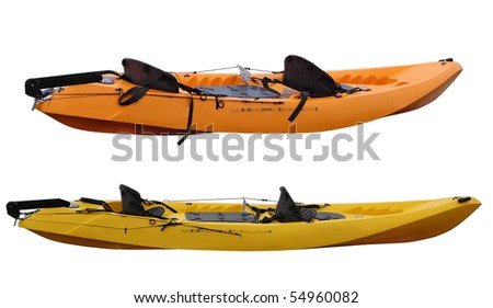 Set of two plastic kayaks isolated on white background Royalty-Free Stock Photo #54960082