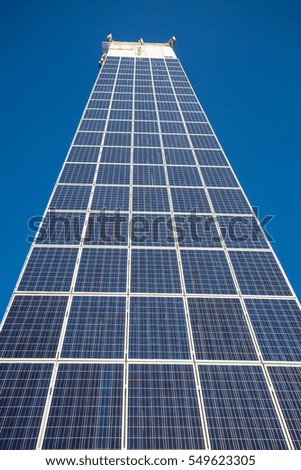 high skyscraper with solar panels