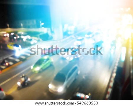 Picture blurred  for background abstract and can be illustration to article of The car on the road at night