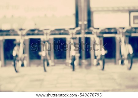 Blurred  background abstract and can be illustration to article of Bicycle parking
