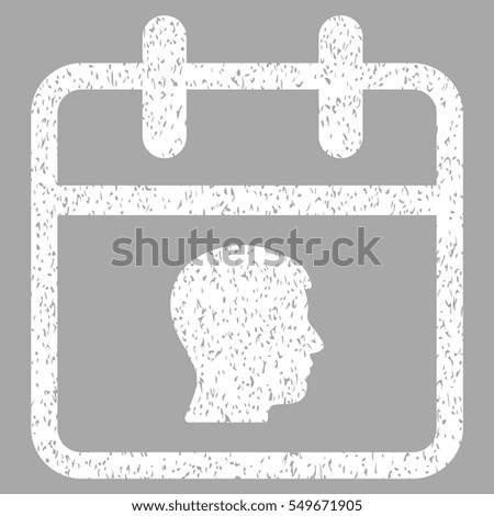 Personal Day grainy textured icon for overlay watermark stamps. Flat symbol with scratched texture. Dotted vector white ink rubber seal stamp with grunge design on a silver background.