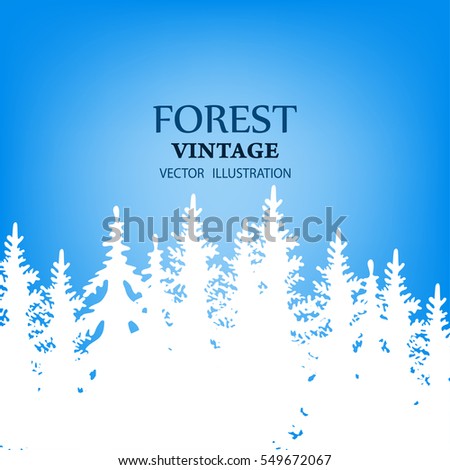 Coniferous forest silhouette template. landscape. Vector illustration. Background