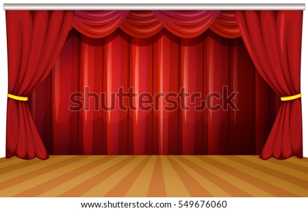 Stage with red curtains illustration