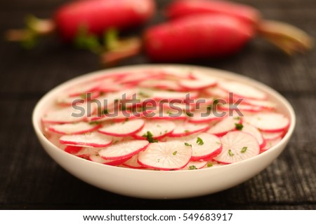Healthy ,Delicious organic  salad with red radish,selective focus image,