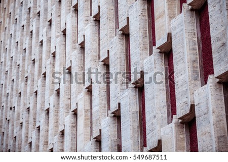 Color picture of wall building with square shapes