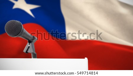 Microphone on podium against digitally generated chile national flag