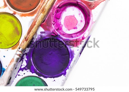 Art Dirty Colorful Background. Grunge Water Colors with Brush Detail on White Background.
