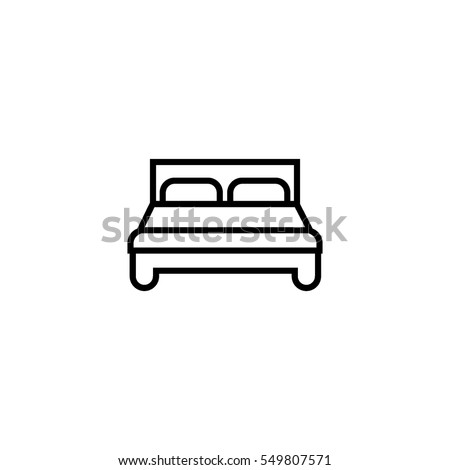 Double hotel room line icon. Double bed Royalty-Free Stock Photo #549807571