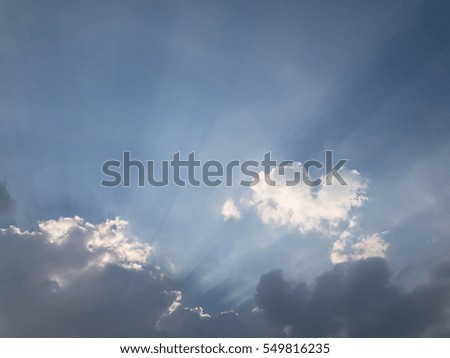 the sky with dark cloud with the sun effect background to soft focus blur