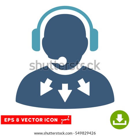 Operator Message EPS vector icon. Illustration style is flat iconic bicolor cyan and blue symbol on white background.