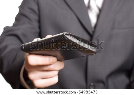 business man give a wallet