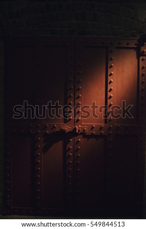 Big Iron Bolted Door at the Docks, Dock Night Scenery  