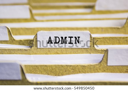 Admin word on card index paper