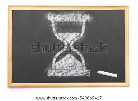 Blackboard with an hourglass drawn on and a single chalk.(series)
