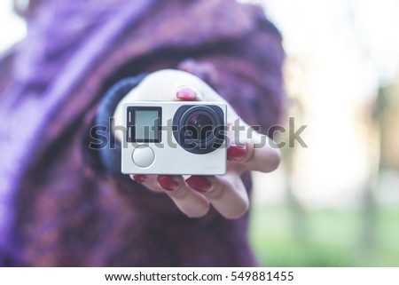 Action camera in hand
