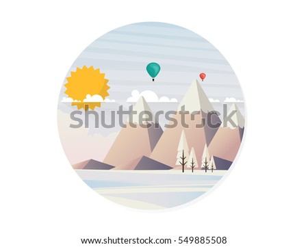 Abstract Flat Style Winter Landscape Background. Flat Vector Illustration