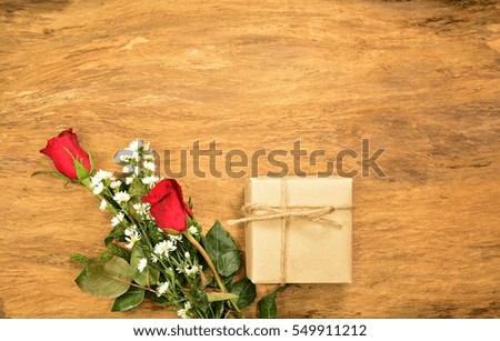 Red roses and gift boxes for fans love on Valentine's Day.