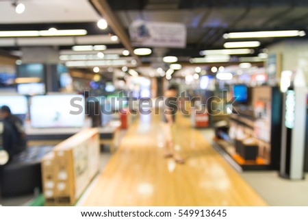 Abstract Blur Background of Home Appliance Store, TV or Television Department