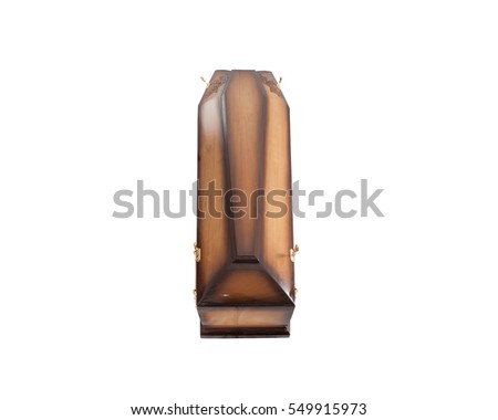 Wooden coffin isolated on white background

